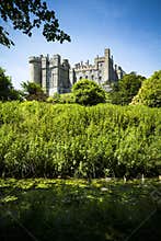 Arundel castle in lush green surroundings on sunny day