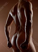 Naked men`s backsite