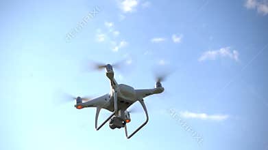 Drone flies away outdoors