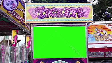 Motion of green screen ticket booth