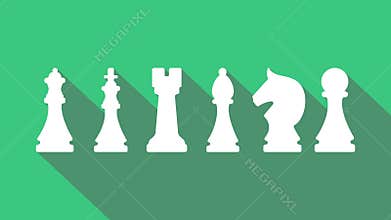Chess infographic animation. pawn, knight, bishop, castle, queen, king icon in PNG format with ALPHA transparency