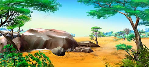 African landscape with big stones