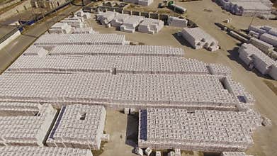 Aerial view industrial area with building materials