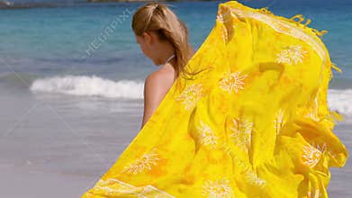 Gorgeous blonde feeling the air