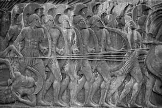 Battle scene on the statue of Alexander the Great in Thessaloniki