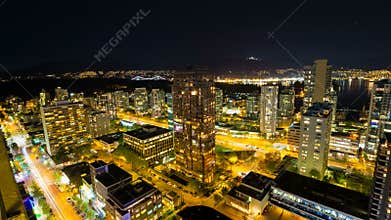 Ultra High Definition Time Lapse of Long Exposure Traffic Lightrails in City of Vancouver BC Canada at Blue Hour 4096x2304