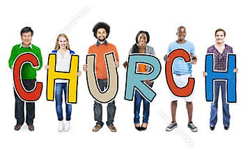 DIverse People Holding Text Church Concept