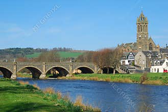 Peebles town bridge over river Tweed