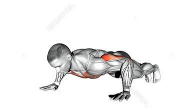Video guides exercising. Pushups