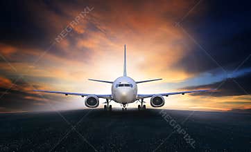 Air plane preparing to take off on airport runways use for air t