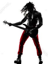 African man guitarist bassist player playing silhouette