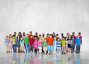 Group Kids Children Diversed Casual Together Global Concept