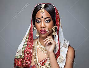 Exotic Indian bride dressed up for wedding
