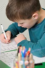 Schoolboy writing