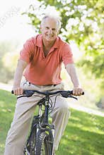 Senior man on cycle ride