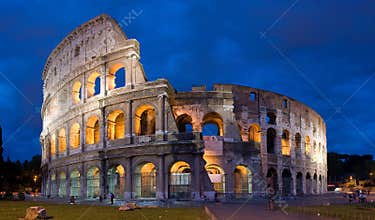 Colosseum at dusk in Rome, Italy