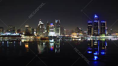 Detroit Skyline Night Time Lapse