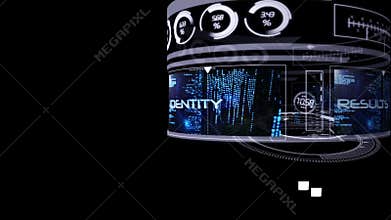 Computing security interface on black background