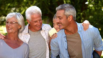Happy extended family in the park