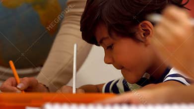 Cute children in class at school