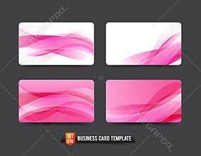 Business Card template set 16 Pink wave curve element