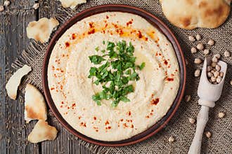 Hummus tasty traditional food with tahini paste