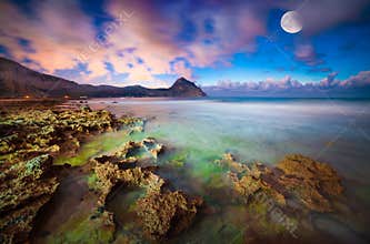 Night view of the nature reserve Monte Cofano