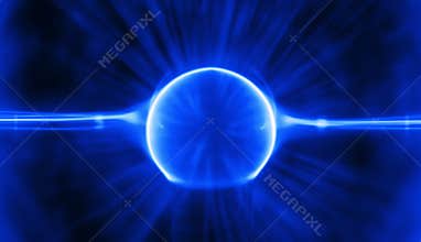Blue Plasma Charge Sphere with Horizontal Rays