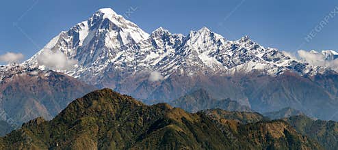 Panoramatic view from Jaljala pass of Dhaulagiri