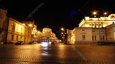 Sofia, Bulgaria at night
