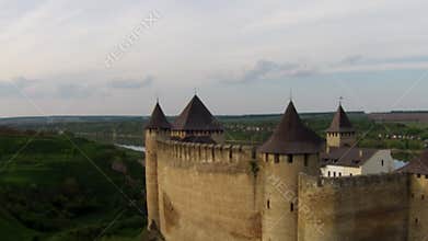 Flying near medieval fortification complex