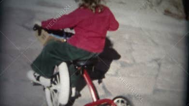 (8mm Film) Girl Riding Tricycle In Circle 1957