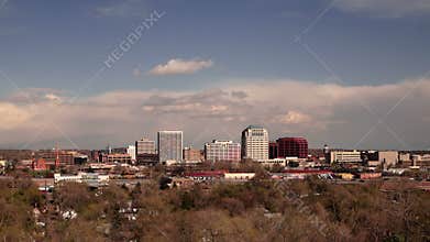 Colorado Springs Downtown City Skyline Dramatic Clouds Storm Approaching
