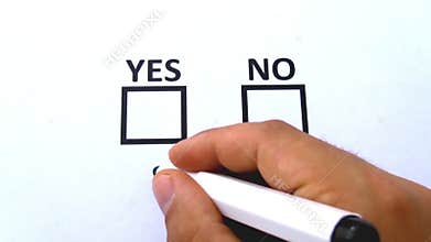 Hand Writing Maybe Yes No Choice Black Felt Tip Marker