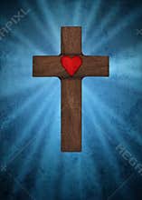Christian cross with heart