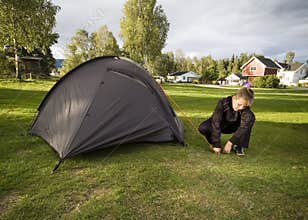 Boy and tent