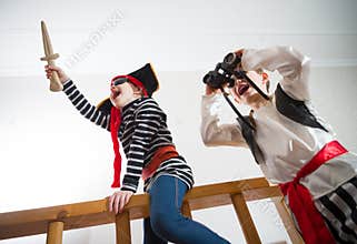 Children play pirates