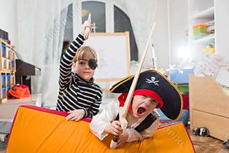Children play pirates