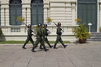 Thai Royal Guards Marching in the Royal Grand Palace, Bangkok.