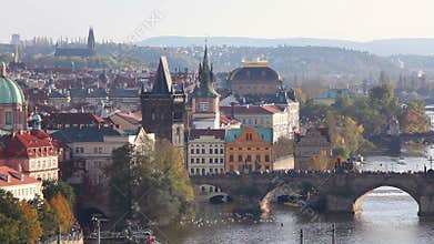 Overview of old Prague with Charles bridge