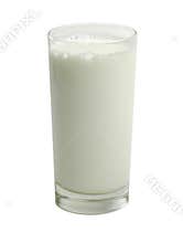 Glass of milk on white