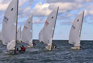 Flotilla of racing boats