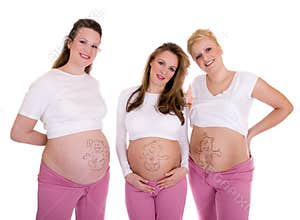 Three pregnant women