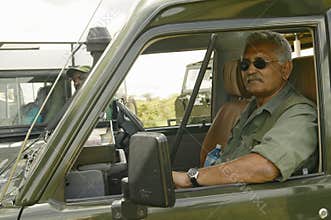 Dr. Karmari, a veterinarian looking for snares and wounded animals in Tsavo National Park in Kenya, Africa