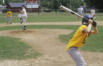 Little League player up at bat, Little League game, Hebron, CT