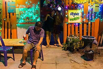Drunk man at karaoke club