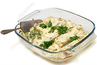 The baked fish on plate