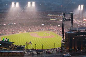 In a night game and a light rain mist, the Florida Marlins beat the 2006 World Series Champion baseball team, the St. Louis Cardin
