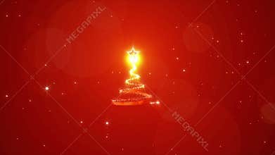 Holiday Wishes, Happy Holidays with sparkle Christmas Tree, against red