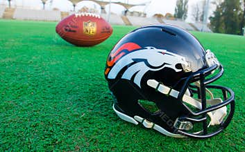 Denver broncos helmet and ball